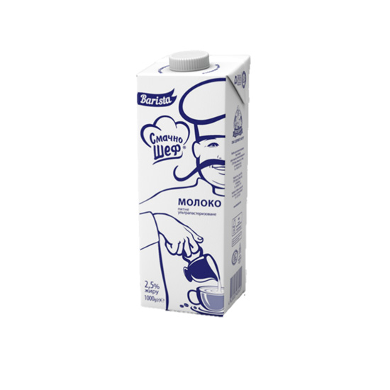 Молоко ультрапастеризоване Смачно шеф Barista 2,5% 1 л х 12 шт