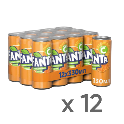 Напій Fanta Апельсин газований, ж/б 0,33 л х 12 шт