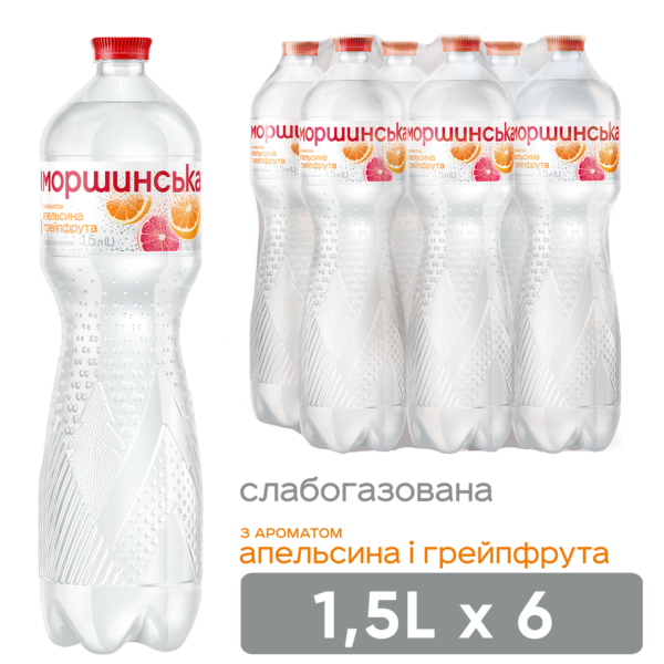 Минеральная вода Моршинська с ароматом апельсина и грейпфрута 1,5 л х 6 шт