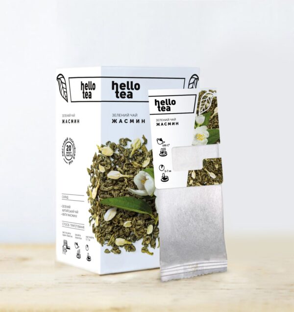 Зелений чай Hello Tea Жасмин в пакетиках 20 шт х 2 г