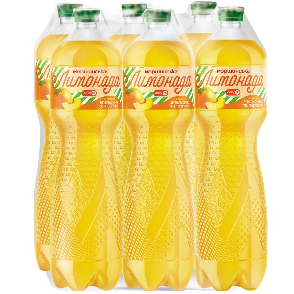 Напій соковмісний Моршинська Лимонада зі смаком апельсин-персик 1,5 л х 6 шт