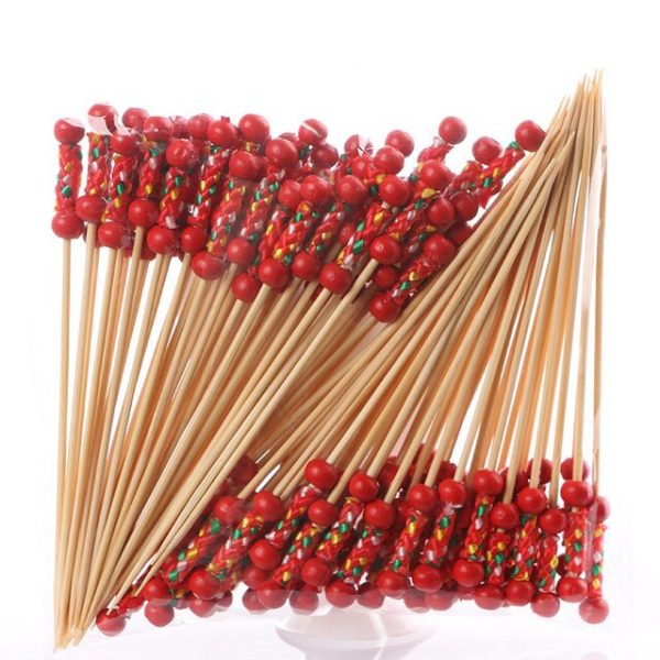 Шпажки бамбукові червоне плетіння 12 см 100 шт