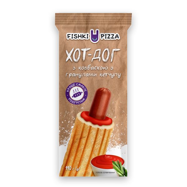 Хот-дог з ковбаскою ТМ Fishki Pizza з кетчупом 110 г х 40 шт