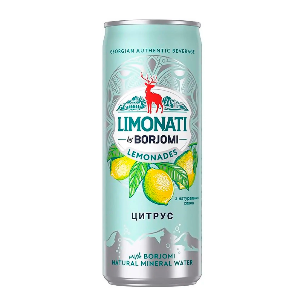 Лимонад Borjomi Limonati Цитрус сильногазований, ж/б 0,33 л х 12 шт