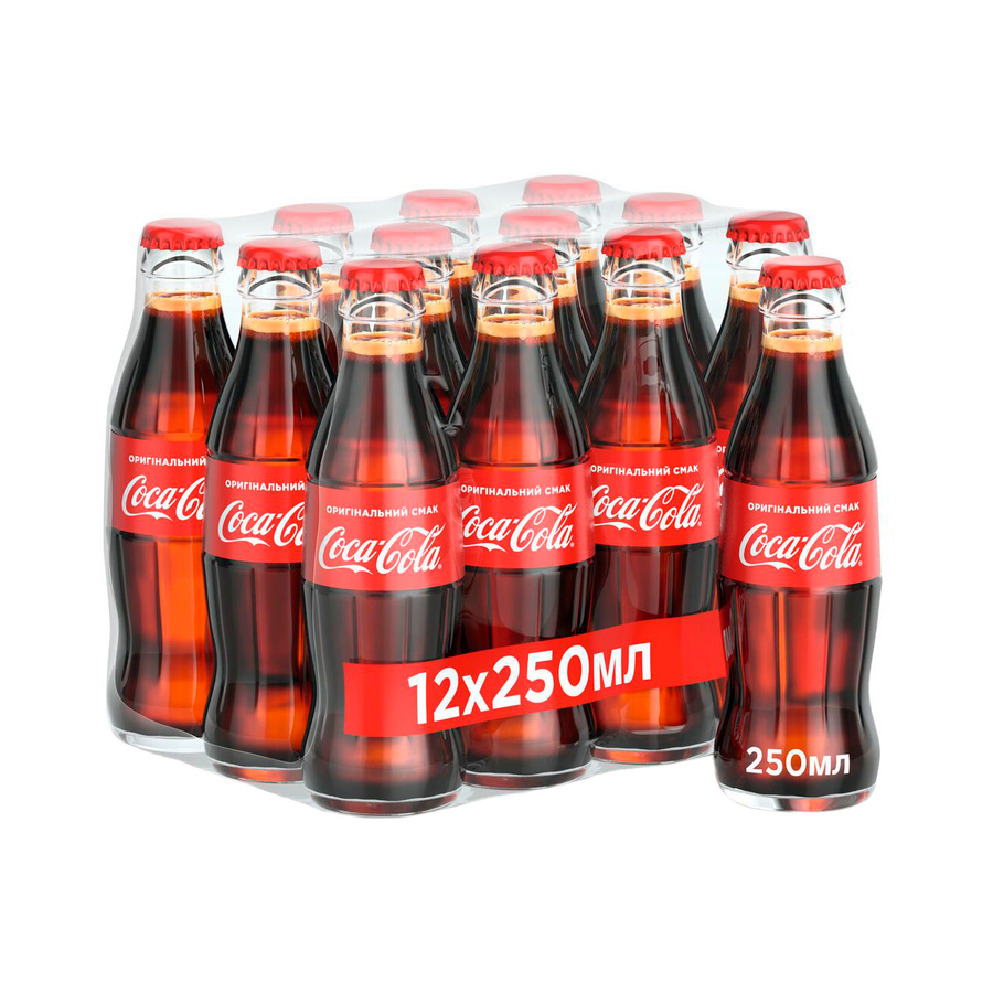 Напій Coca-Cola газований, скло 0,25 л х 12 шт