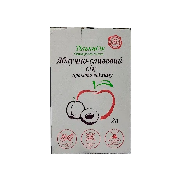 Сік яблучно-сливовий ТМ Тільки Сік, 2 л