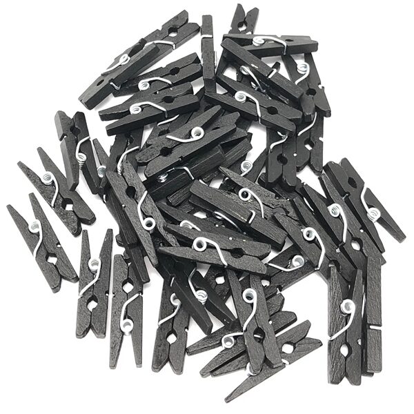 Міні прищіпки дерев’яні чорні 2,5 см 50 шт