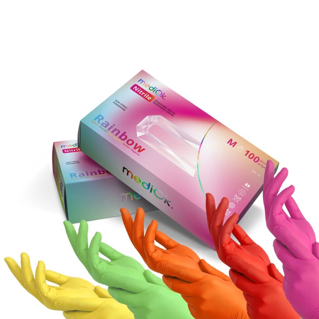 Рукавички нітрилові МІКС кольорів без пудри Style Tutti Frutti, 100 шт, M
